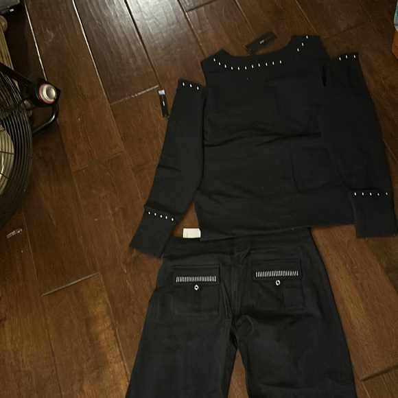 BCBG jogger- studded pants and jacket with cutout shoulder - Picture 6 of 6